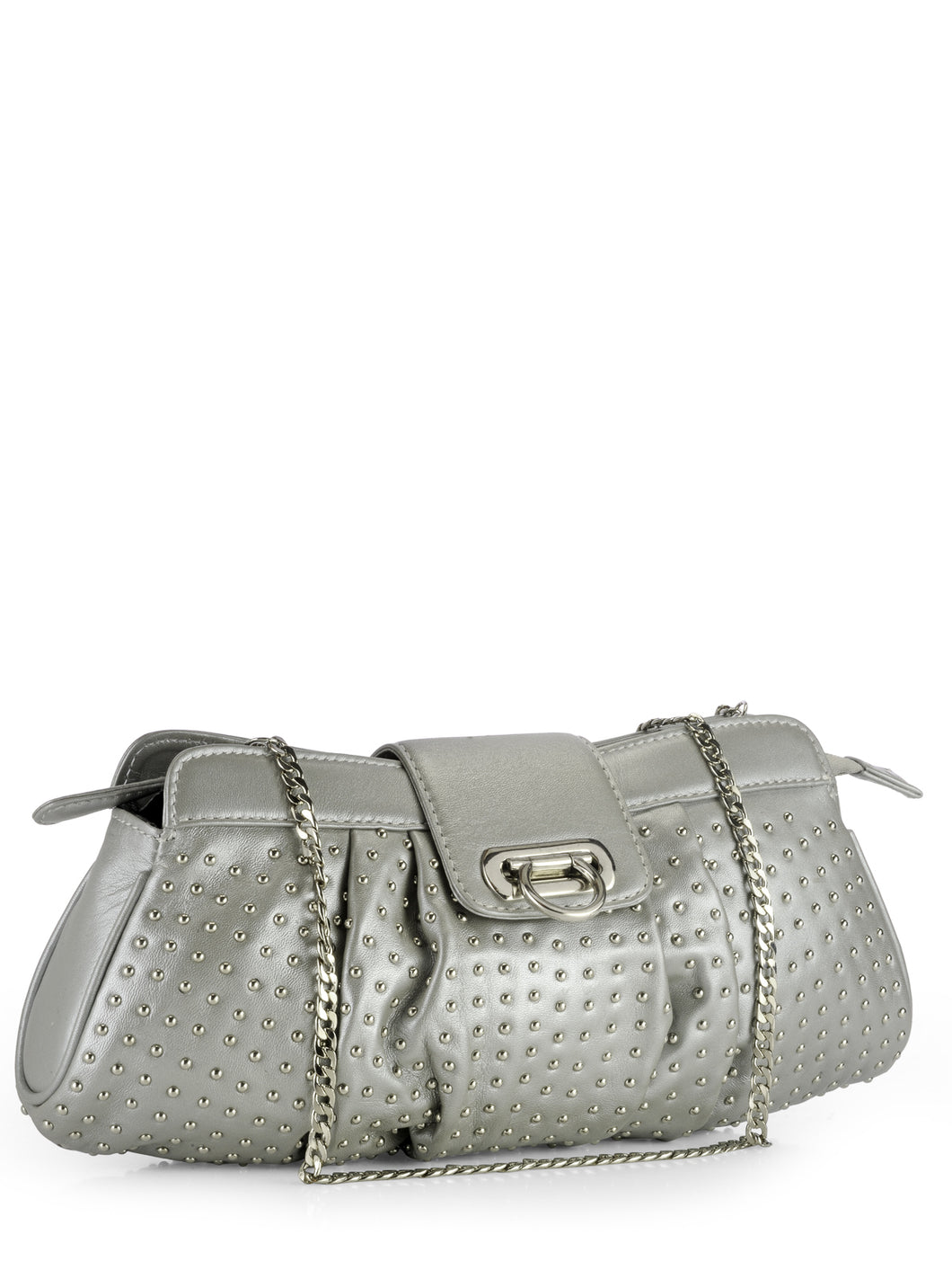 Pleated Clutch With Metal Studs
