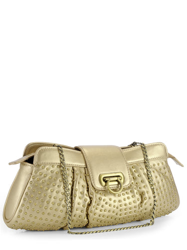 Pleated Clutch With Metal Studs