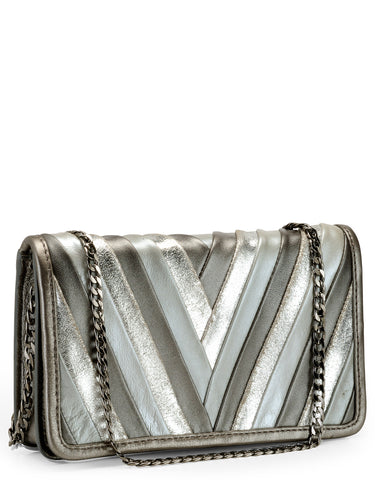 Pleated Clutch In Genuine Leather