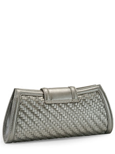 Woven Leather Clutch with Twist Lock
