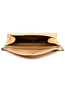 Envelope Clutch In Crackle Leather With Chain Detail