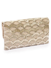 Load image into Gallery viewer, Scalloped Beaded Fold Over Clutch