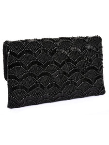 Scalloped Beaded Fold Over Clutch