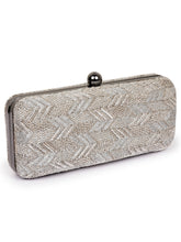 Load image into Gallery viewer, Chevron Patterned Embroidered Zardozi Box Clutch