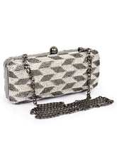 Load image into Gallery viewer, Chevron Patterned Swarovski Embellished  Box Clutch