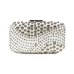 Studded Leather Box Clutch
